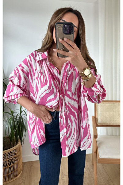 My Blog Cămașă oversize fucsia - 4833