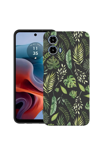 bestcase Carcasă ultra subțire din TPU pentru Motorola Moto G45, frunze verzi...
