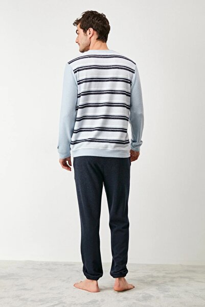 YUYİ N A U T I C A BİSİKLET YAKA UZUN KOLLU TERMAL ERKEK PİJAMA TAKIM