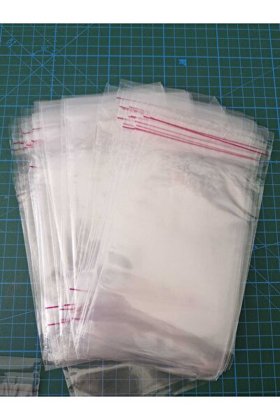 ETİKETİM 50 Adet 10x20 Bantlı Şeffaf Poşet Jelatin-Organizer Takı Toka Aksesuar ve Kart