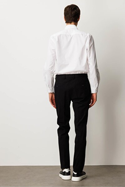 Desen Triko Men's Elastic Waist Side Pocket Cotton Trousers Black