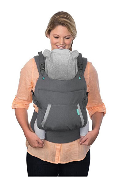 Primo Plus Cuddle Up Ergonomic Hoodie Baby Carrier With Removable Canopy, Grey