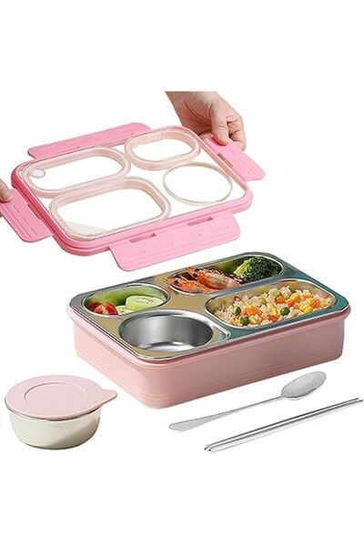 Generic LCHYI Stainless Steel Lunch Box for Kids School, Lunch Box with Divided Compartments, 1200ml Stainle