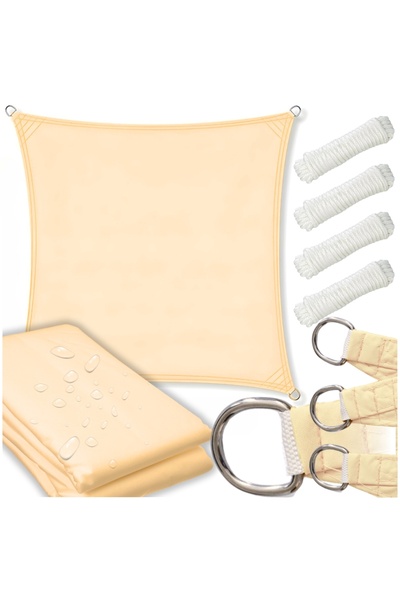 Other Copertină de parasolar din pânză bej impermeabilă, cu protecție UV, 3x3 m