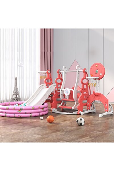 Nichiduta Garden 4in1 Tower Red playground with slide, swing with removable bumper,