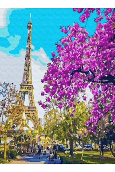 Other Paint by numbers kit with frame, art brushes and Eiffel tree.