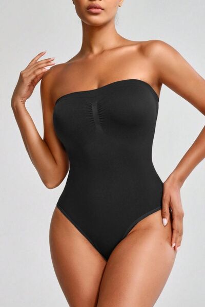 MİSTİRİK Fossini Model Tightening Knitted Fabric Snap Fastener Strapless Corset Black Color