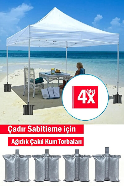 Bundeba Gri 4 Adet Su Geçirmez Ağırlık Kum Torbası, Çadır Açılır Şemsiye Güneşlik için Bacak Ayak Ağırlığı