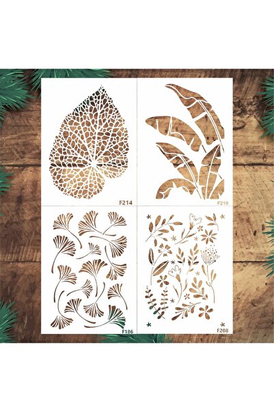 STENCİLTASARIM Stencil Tasarım F220 15x20cm 4 lü set - Dekoratif Duvar, Eşya,...
