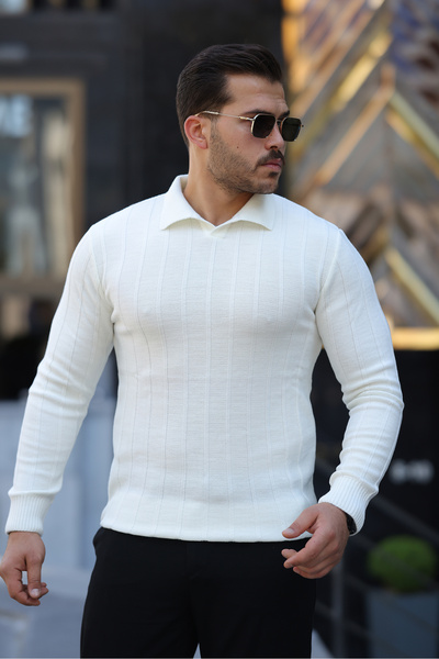 BY İMPALA MODA Men's Polo Neck Thick Ribbed Knit Sweater