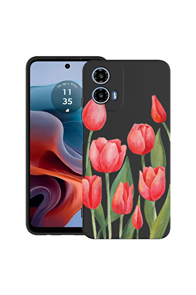 bestcase Carcasă ultra subțire din TPU pentru Motorola Moto G45, Lalele roșii...
