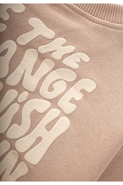 Cigit Sweatshirt Set 1-8 Years Beige