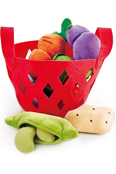 Hape Toddler Vegetable Basket | Soft Vegetable Shopping Basket, Toy Grocery Food Playset Includes Ca