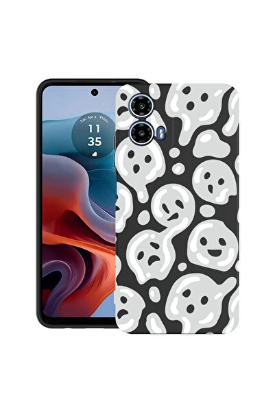 bestcase Carcasă ultra subțire TPU pentru Motorola Moto G45, gri acid smiley,...