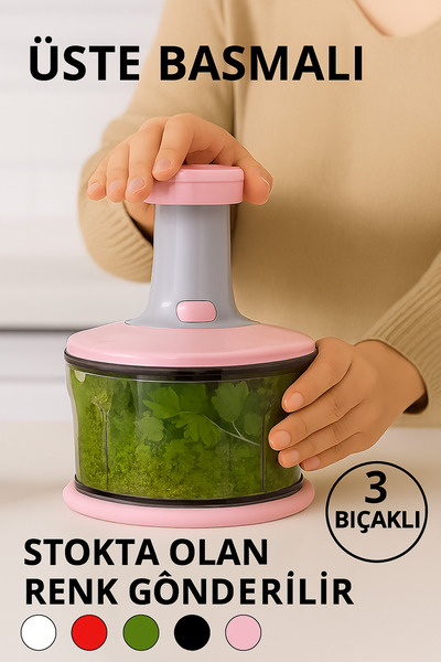 ViATOM 3-Blade Top-Press Handheld Rondos Blender Vegetable Chopper