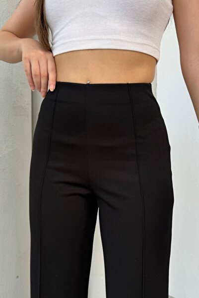 modavingo Women's Black Modal Fabric Loose Leg High Waist Beltless Pants