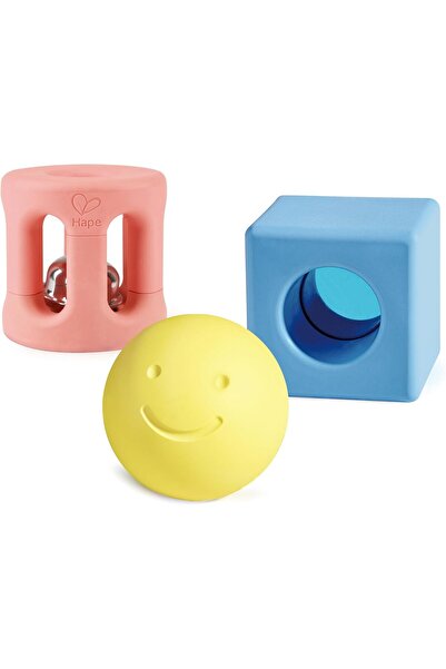 Hape Geometric Rattle | Colorful Rattle Toys for Newborn, Infants & Toddlers, 3 Piece Early Educatio