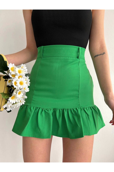 Ethab Ticaret Six Ruffle Skirt Green S24817