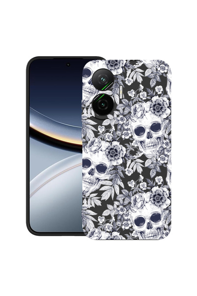 bestcase TPU матов ултра тънък калъф за Poco F7, Черен и бял череп, 2052009 B...