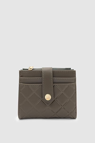 Wuclo محفظة نسائية من Ivina مبطنة ومزودة بحامل بطاقات ومشبك وسحاب باللون الكاكي