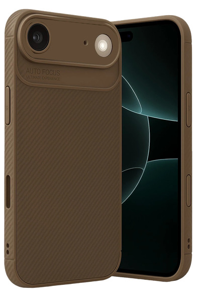 NewFace غطاء واقي كربوني لهاتف آيفون 17 من ويزارد مع تركيز تلقائي - بني