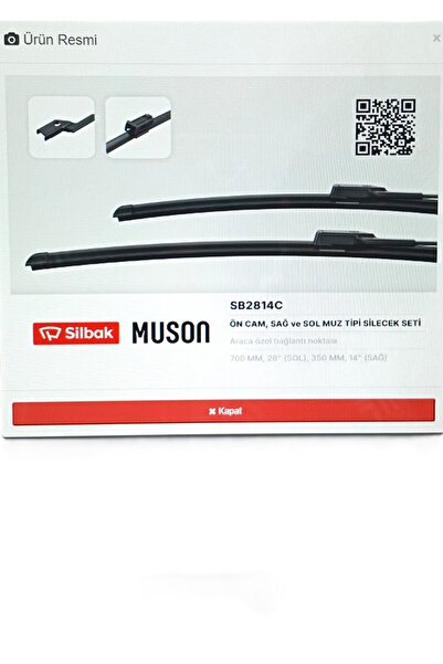 Silbak FORD FİESTA 2017- ÖN SİLECEK SÜPÜRGE TAKIMI MUZ TİPİ (SOL 700MM -SAĞ 350MM) - J1BJ S17528 AA-SB2814C