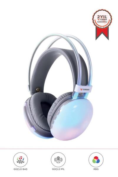 Torima Bluetooth Kulaklık Kulak Üstü Rgb Işıklı Kablosuz Kulaklık HD40 Beyaz