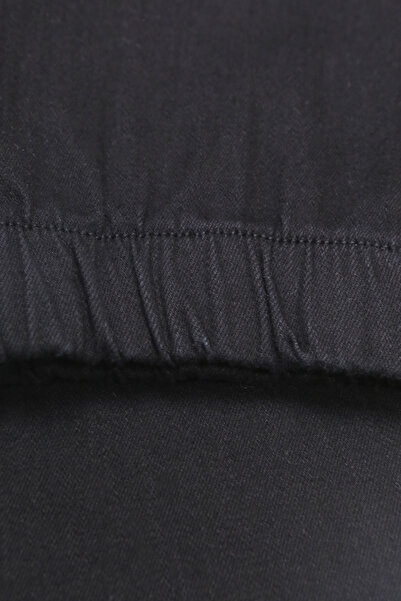 ASG TEKSTİL Black Color Plain Design Elasticated Cuffs Button Closure Slim Fit Men's Trousers