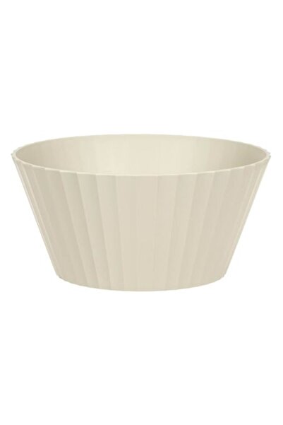 SHOPIENS ® Plastic Bowl for Salad, Cream Color, with Relief Pattern, 3.7L