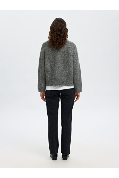 Selected Femme Strickjacke mit Reißverschluss Wollmix