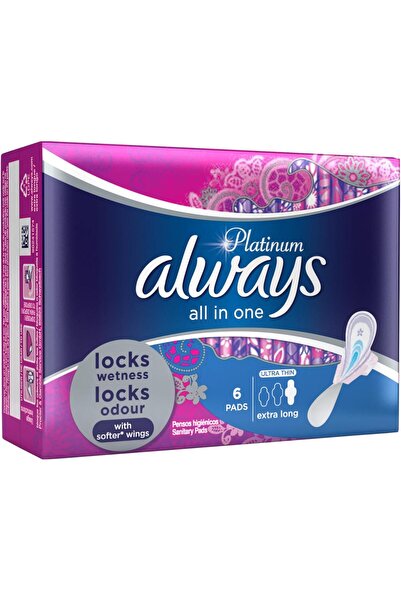 Always All in One Ultra Thin Night Sanitary Pads with Wings 6pcs