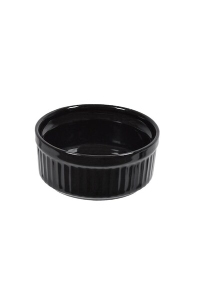 SHOPIENS Shopiens® sauce serving bowl, round porcelain, black with embossed lines, 60 ml