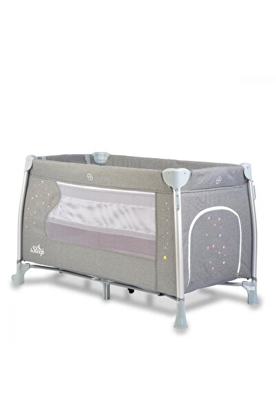 Cangaroo ISleep Grey 120x60 cm foldable cot with 2 levels, rocking system, wheels with brakes, Organizato