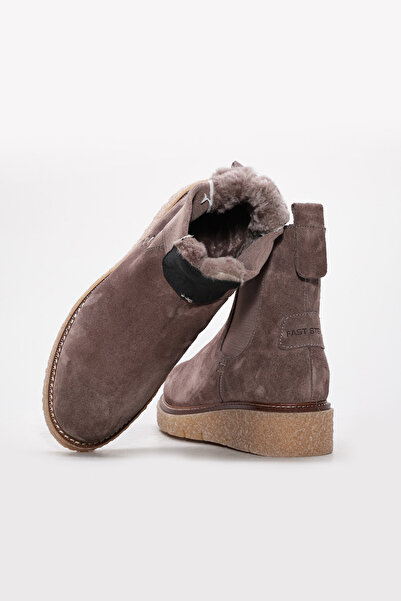 Ayakkabıhane İçi Kürklü Dışı Hakiki Süet Deri Vizon Kadın Chelsea Bot AH08657112612606