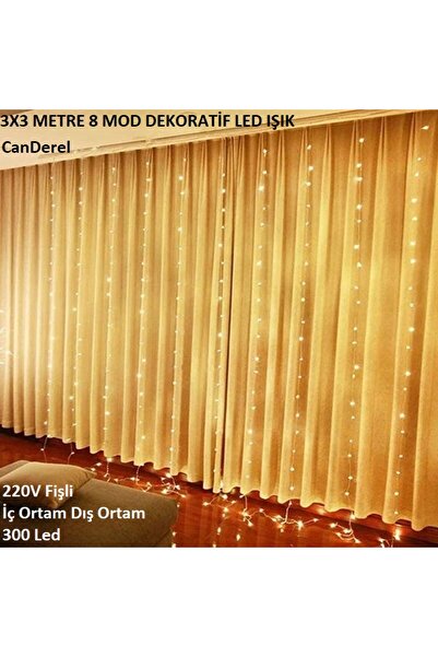 TeknoClass Fişli 3x3 Metre 8 Fonksiyonlu Animasyonlu Perde Led Işık Saçak Led...
