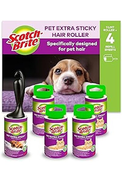 Generic Scotch-Brite Pet Extra Sticky Lint Roller 48 Sheets + 4 Lint refill, 1 pet roller + 4 refills/pack |