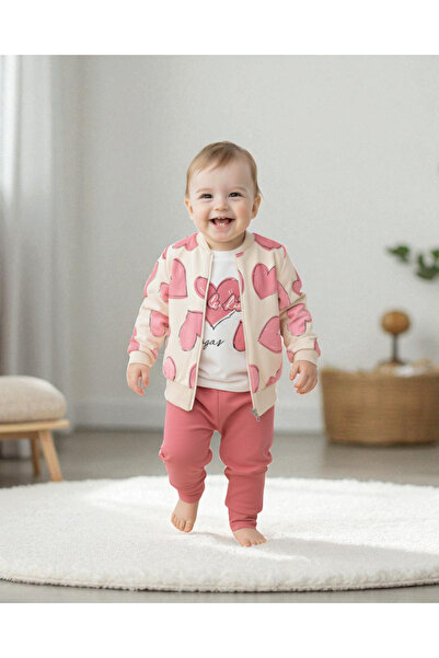voyyo kids baby طقم موسمي للفتيات الصغيرات مكون من 3 قطع – سترة مطبوعة على شك...