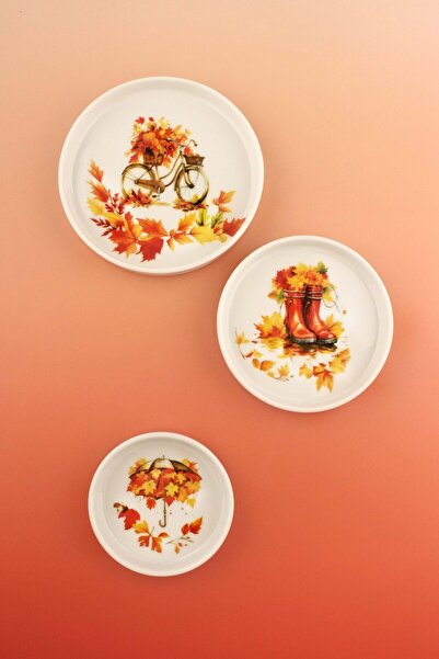 Bursa Porselen Dekor Fall'24 3-Piece Porcelain Plate Set