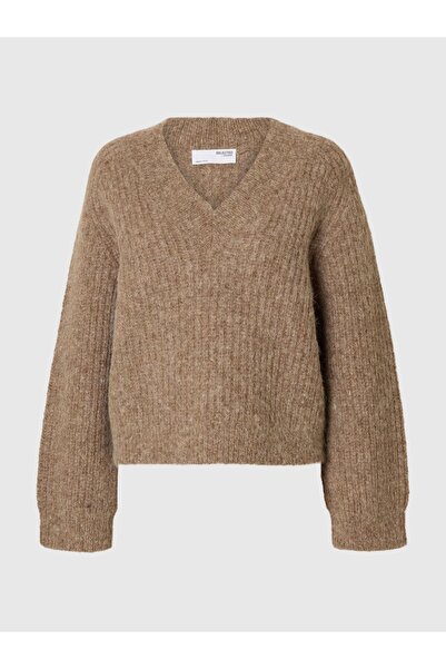 Selected Femme Pullover mit V-Ausschnitt Wollmix