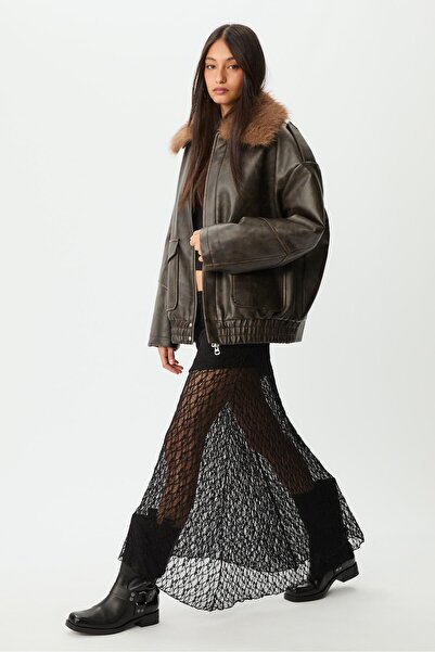 Stradivarius Dantel midi etek