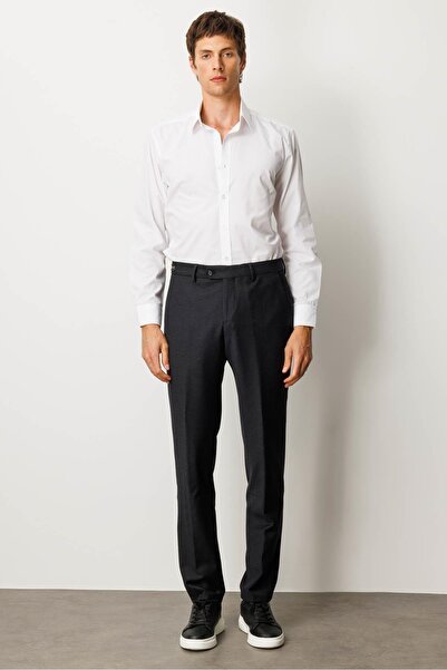 Desen Triko Men's Wool Blend Trousers with Pockets Black