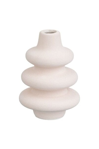 SHOPIENS Vaza decorativa, ceramica, Shopiens, bej, 3 inele, Ø6.7x10cm