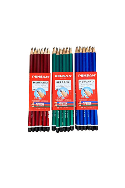 Pensan HB Köşeli Mercanlı Kurşun Kalem 1 Adet