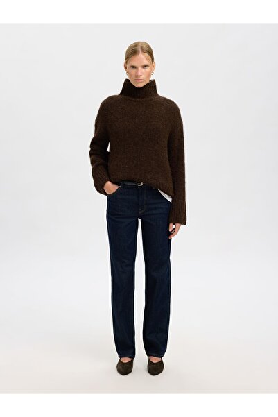 Selected Femme Pullover mit hohem Kragen Wollmix