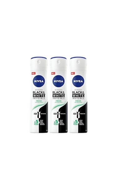 NIVEA Set 3 X Antiperspirant Woman Deo 150ml Black & White Invisible Fresh, 0% Alcohol, Non-Irritati