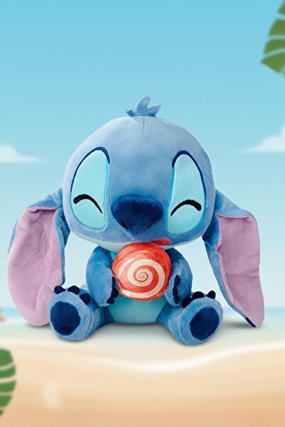 hak-iş oyuncak Stitch Plush Toy – with Lollipop, Blue 25 cm