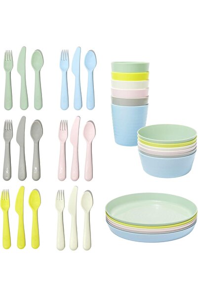 IKEA Kids Plastic Tableware Set, BPA-Free, Kalaas Pastel Colors