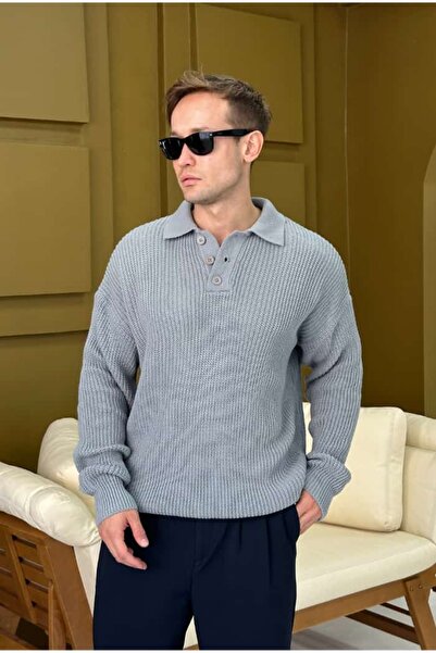 serline Pulover oversize cu guler polo