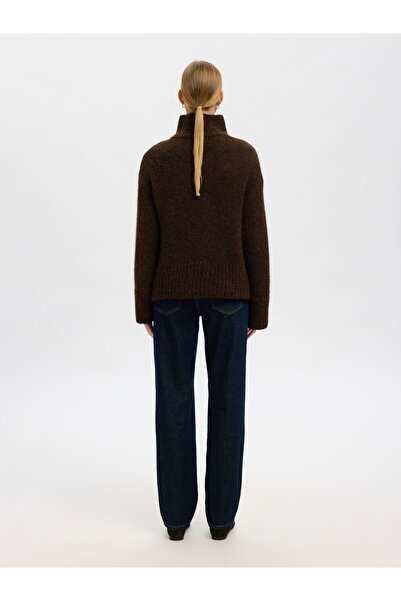 Selected Femme Pullover mit hohem Kragen Wollmix