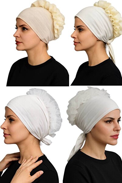 ALADİYAR bone 4 bucăți bonete cu volane negre